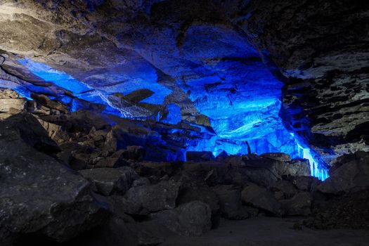Kungur, Russia - December 9, 2020. Kungur Ice Cave. One of the largest karst caves.
