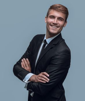 portrait of smiling successful businessman.isolated on a light background.