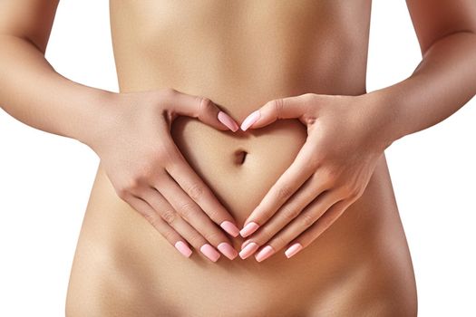 Beautiful female belly. Pretty woman cares for the stomach. Healthcare, digestion, intestinal health. Wellness. Body part