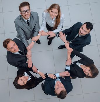 business training. business people standing in a circle