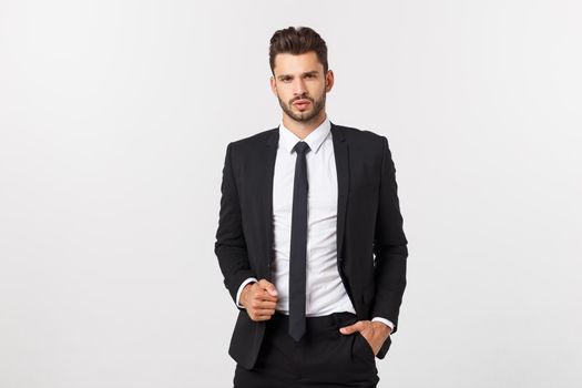 Business Concept - Portrait Handsome Business man confident face. White Background