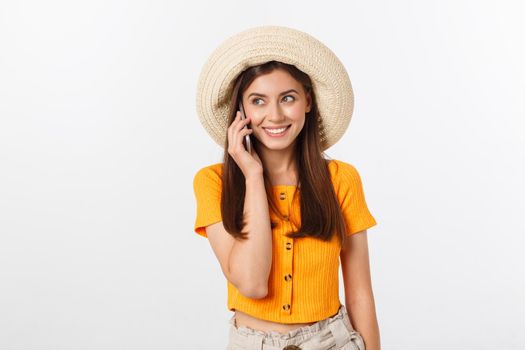 Beautiful smiling business woman talking on the phone