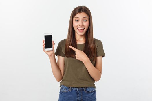 Girl Holding Smart Phone - Beautiful smiling girl holding a smart phone.