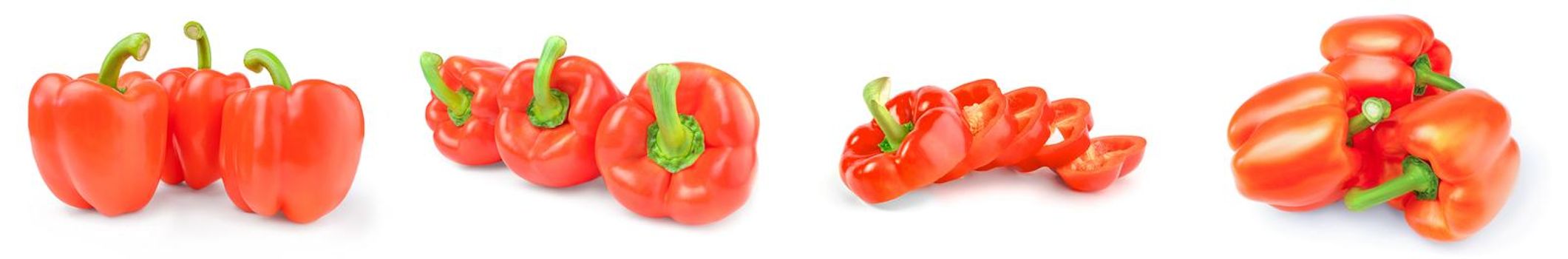 Collection of bell peppers isolated on a white background cutout