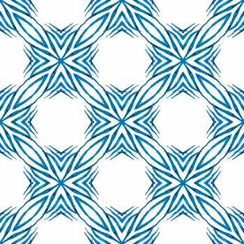 Textile ready eminent print, swimwear fabric, wallpaper, wrapping. Blue noteworthy boho chic summer design. Summer exotic seamless border. Exotic seamless pattern.