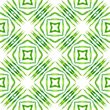 Textile ready outstanding print, swimwear fabric, wallpaper, wrapping. Green energetic boho chic summer design. Summer exotic seamless border. Exotic seamless pattern.