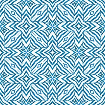 Hand drawn tropical seamless border. Blue curious boho chic summer design. Textile ready comely print, swimwear fabric, wallpaper, wrapping. Tropical seamless pattern.