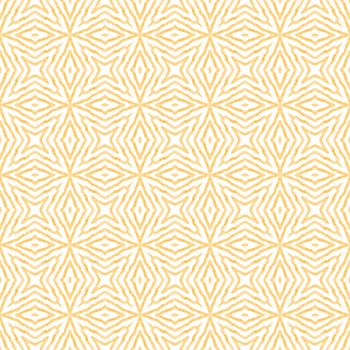 Chevron stripes design. Yellow symmetrical kaleidoscope background. Textile ready sublime print, swimwear fabric, wallpaper, wrapping. Geometric chevron stripes pattern.