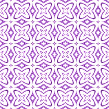 Ikat repeating swimwear design. Purple great boho chic summer design. Watercolor ikat repeating tile border. Textile ready immaculate print, swimwear fabric, wallpaper, wrapping.