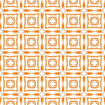 Mosaic seamless pattern. Orange worthy boho chic summer design. Hand drawn green mosaic seamless border. Textile ready neat print, swimwear fabric, wallpaper, wrapping.