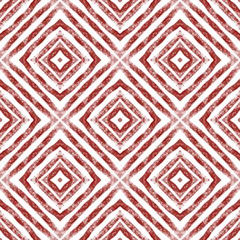 Exotic seamless pattern. Wine red symmetrical kaleidoscope background. Textile ready divine print, swimwear fabric, wallpaper, wrapping. Summer swimwear exotic seamless design.