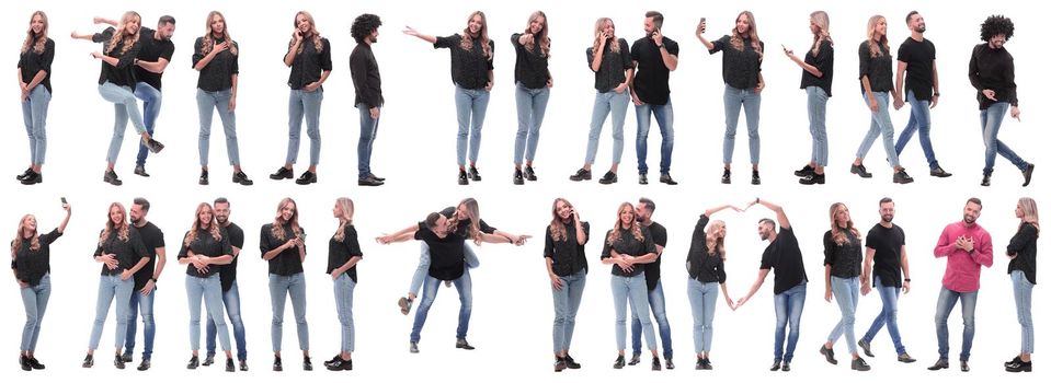 collage of photos of diverse young people. isolated on a white background