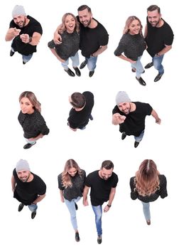 top view. image of modern different young people . isolated on a white background