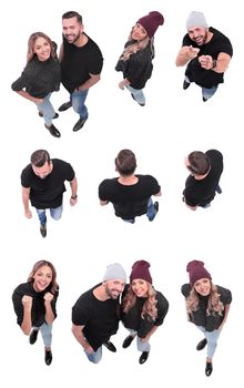 top view. image of modern different young people . isolated on a white background