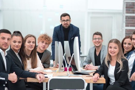 close up. project Manager and business team at an office meeting