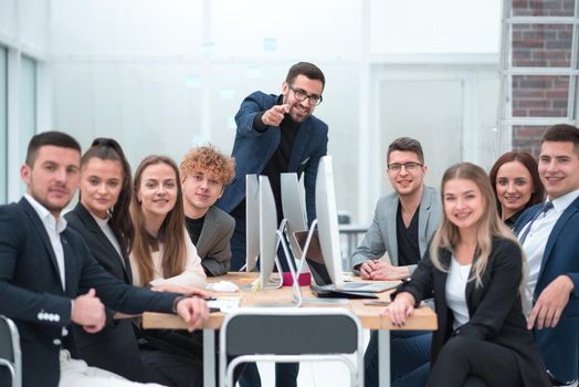 close up. project Manager and business team at an office meeting