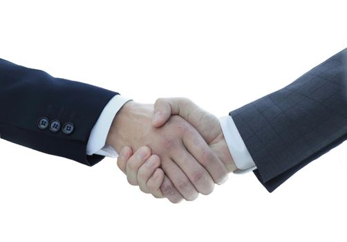 Successful business people handshaking after good deal.