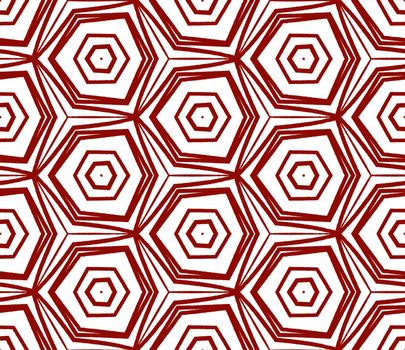 Chevron stripes design. Maroon symmetrical kaleidoscope background. Textile ready extra print, swimwear fabric, wallpaper, wrapping. Geometric chevron stripes pattern.