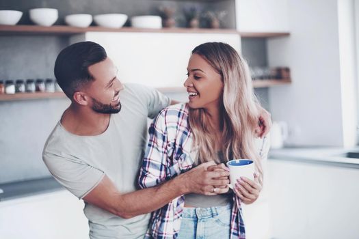 close up. happy young woman with Cup of coffee