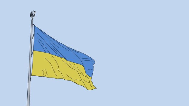Ukraine flag isolated on blue background with clipping path. flag symbols of Ukraine. Ukraine flag frame with empty space for your text
