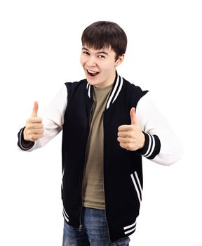 Portrait of an emotional young man. Isolated over white background.