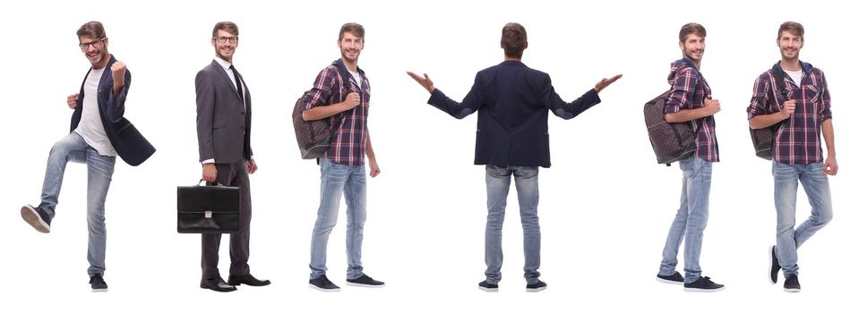 photo collage successful modern young man .isolated on white background