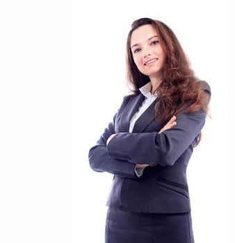 Smiling business woman. Isolated over white background