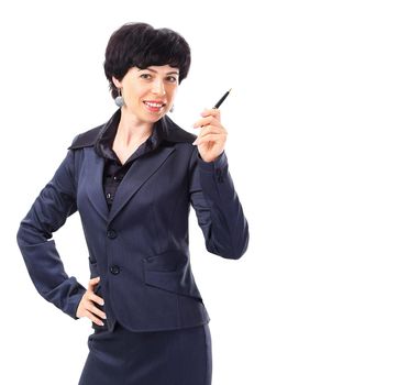 Smiling business woman. Isolated over white background