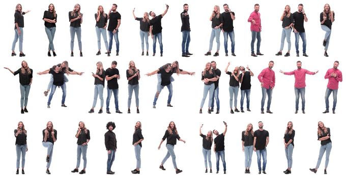 collage of photos of many diverse young people. isolated on a white background