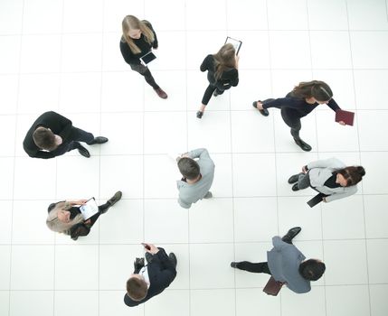 top view. group of serious diverse business people looking at the camera . business concept