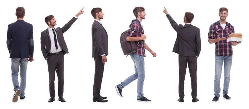 photo collage successful modern young man .isolated on white background