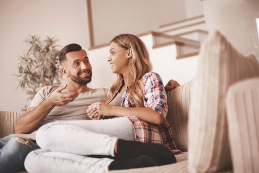 close up. loving couple relaxing on the couch on a free evening