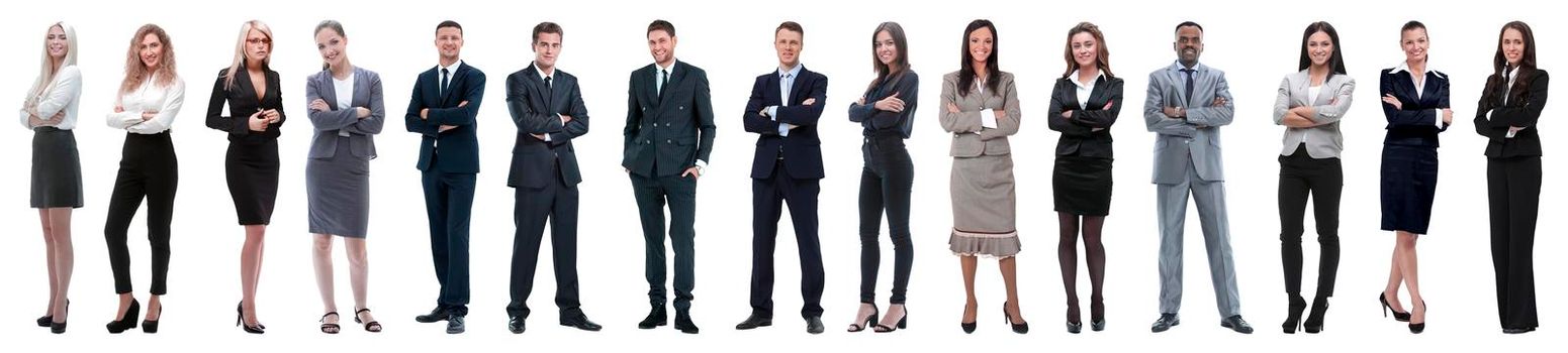 Group of smiling business people. Isolated over white background