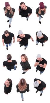 top view. image of modern different young people . isolated on a white background