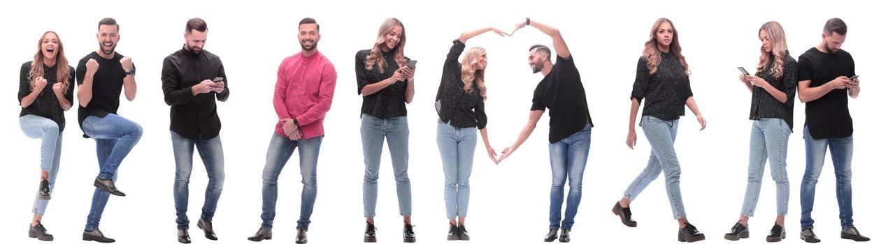 collage of photos of successful young people. isolated on a white background