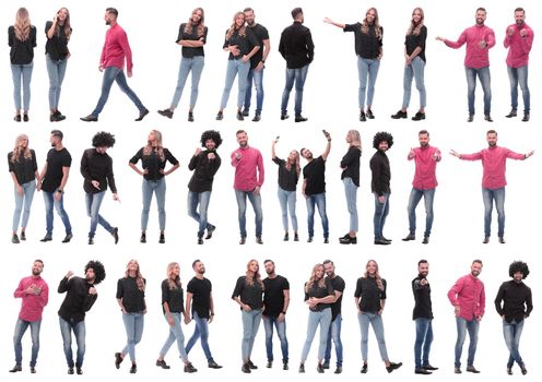 collage of photos of many diverse young people. isolated on a white background