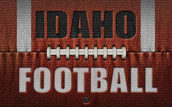 The words, Idaho Football, embossed onto a football flattened into two dimensions. 3D Illustration