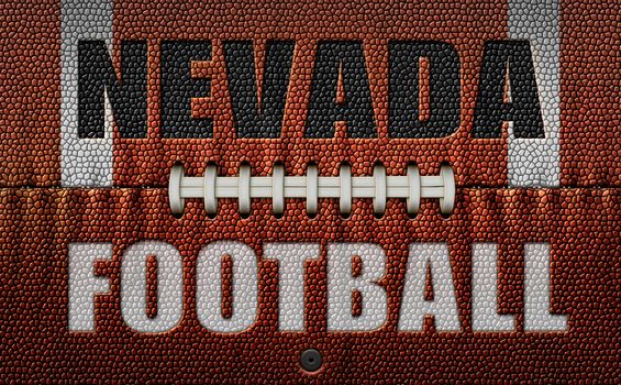 The words, Nevada Football, embossed onto a football flattened into two dimensions. 3D Illustration