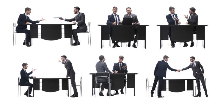 two business people sitting at the Desk. partnership concept