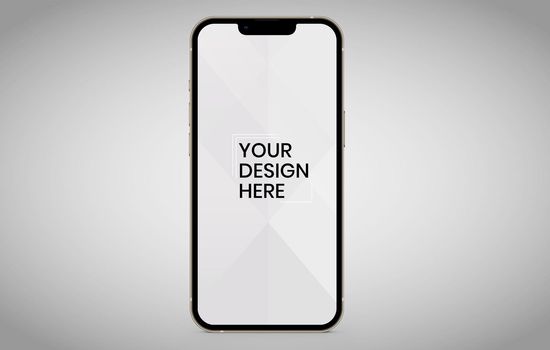 smartphone screen on white background mock up. Phone modern screen design. mock up isolated on gray background PSD. Save with clipping path.