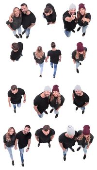 top view. image of modern different young people . isolated on a white background