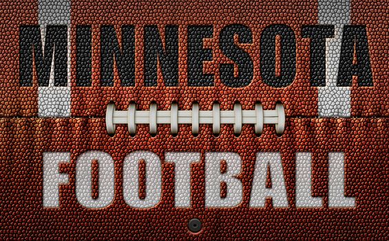 The words, Minnesota Football, embossed onto a football flattened into two dimensions. 3D Illustration
