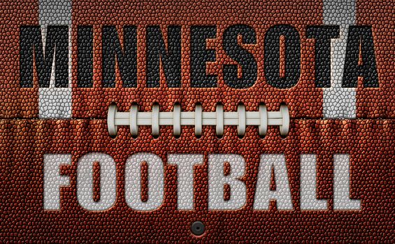 The words, Minnesota Football, embossed onto a football flattened into two dimensions. 3D Illustration