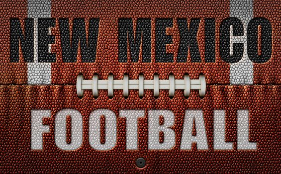 The words, New Mexico Football, embossed onto a football flattened into two dimensions. 3D Illustration