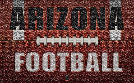 The words, Arizona Football, embossed onto a football flattened into two dimensions. 3D Illustration