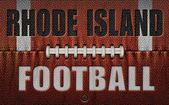 The words, Rhode Island Football, embossed onto a football flattened into two dimensions. 3D Illustration