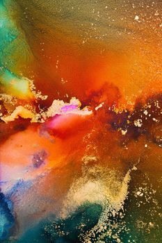 Marble ink abstract art from exquisite original painting for abstract background . Painting was painted on high quality paper texture to create smooth marble background pattern of ombre alcohol ink .