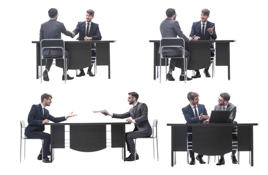 two business people sitting at the Desk. partnership concept