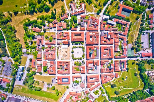 Historic town of Karlovac aerial panoramic view, central Croatia