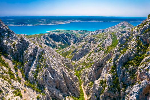 Paklenica canyon National park on Velebit mountain aerial view, nature of Croatia